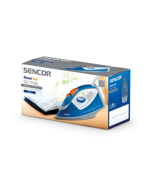 Ютия Sencor SSI 7710BL, 2400 W, Керамична плоча, Anti-Calc система, Вертикално гладене, Бял/Син  - Код G5217