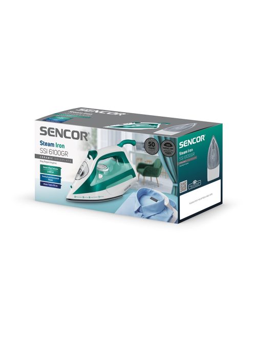 Парна ютия SENCOR SSI 6100GR, 2600W, Система Anti-Calc, Зелен/Бял - Код G5506