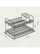 Сушилник за съдове на 2 нива TEKNO TEL KB 007B, 48x33x32 см, Пoставка за прибори, Черен - Код G8560