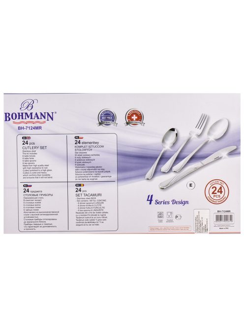 Комплект прибори Bohmann BH 7124MR, 24 части, Кутия, Неръждаема стомана, Сив - Код G8618