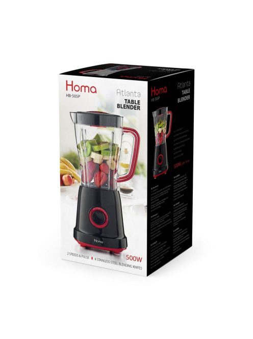 Блендер HOMA HB-505P, Atlanta, 500W, 1.5 L, 2 скорости, Черен/Червен - Код G8687