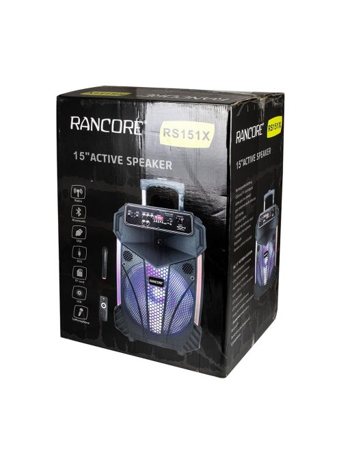 Активна тонколона Rancore RS151X, 16W, 65dB, USB кабел, дистанционно управление, безжичен микрофон, Черен - Код G8737