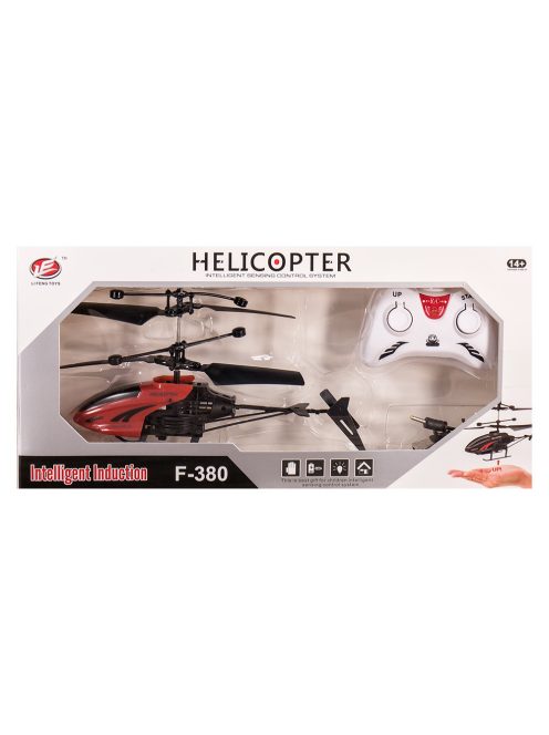 Червен детски хеликоптер със сензорно и дистанционно управление